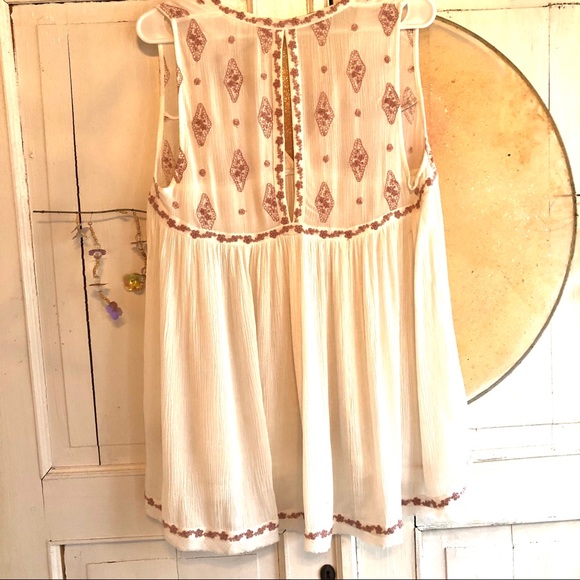 Free People flowy embroidered tank tunic Sz Small - Picture 3 of 5